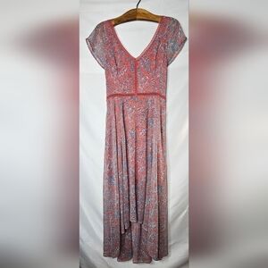 ​Abercrombie & Fitch Paisley Maxi Dress M NWT Cottagecore Lace Trim High-Low